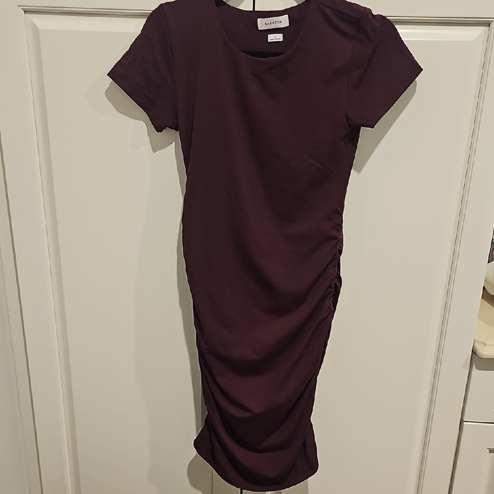 Babaton Purple Ruched Bodycon Midi Dress